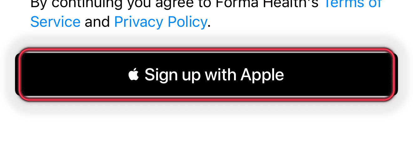 Apple sign-in button highlighted